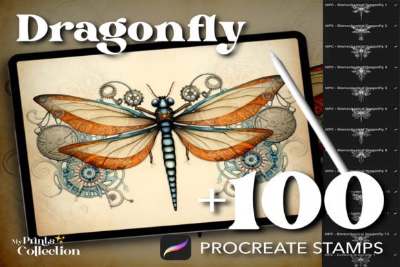 100 Dragonfly Stamps for Procreate