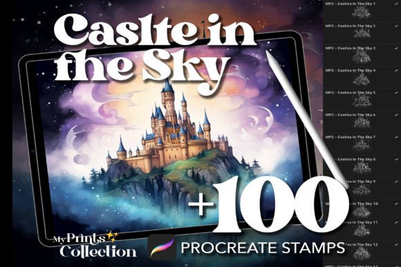 100 Procreate Castle in the Sky Stamps