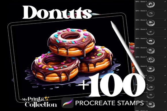 100 Procreate Donut Stamps