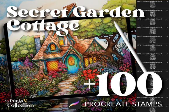 100 Secret Garden Cottage Procreate Stamps