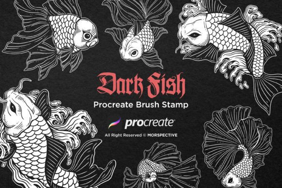 15 Gold Fish, Koi, Betta Procreate Brush Set