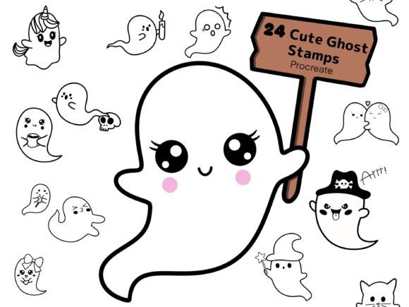 Creating Adorable Digital Art with Cute Ghost Stamps in Procreate