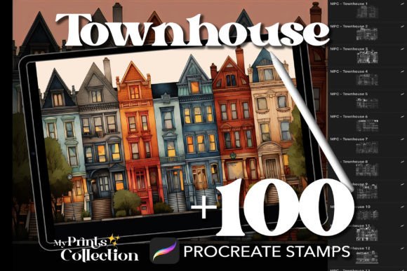 Designing Digital Streetscapes with 100 Procreate Townhouse Stamps