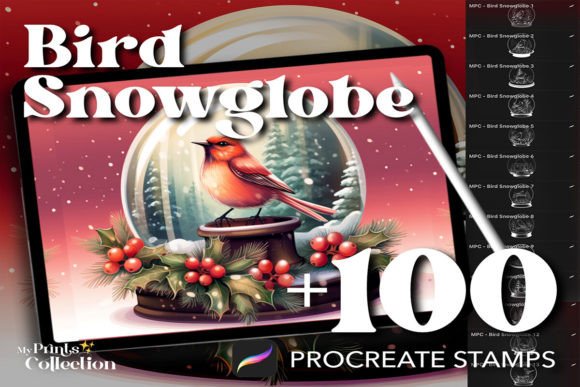 Integrating 100 Procreate Bird Snowglobe Stamps into Your Digital Illustration Workflow