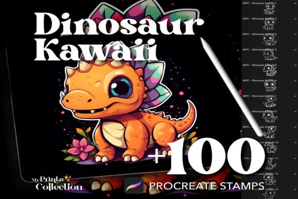 Roar Into Creativity: A Practical Guide to Using the 100 Procreate Dinosaur Kawaii Stamp Set