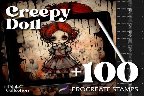 Strategic Visual Storytelling: Leveraging 100 Procreate Creepy Doll Stamps for Distinctive Digital Art