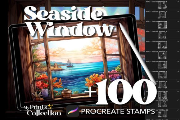 Transform Your Digital Art with 100 Procreate Seaside Window Stamps